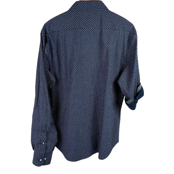 Beverly Hills Polo Club Button Up Shirt Men's XL Long Sleeve Blue Floral Cotton - Picture 3 of 7